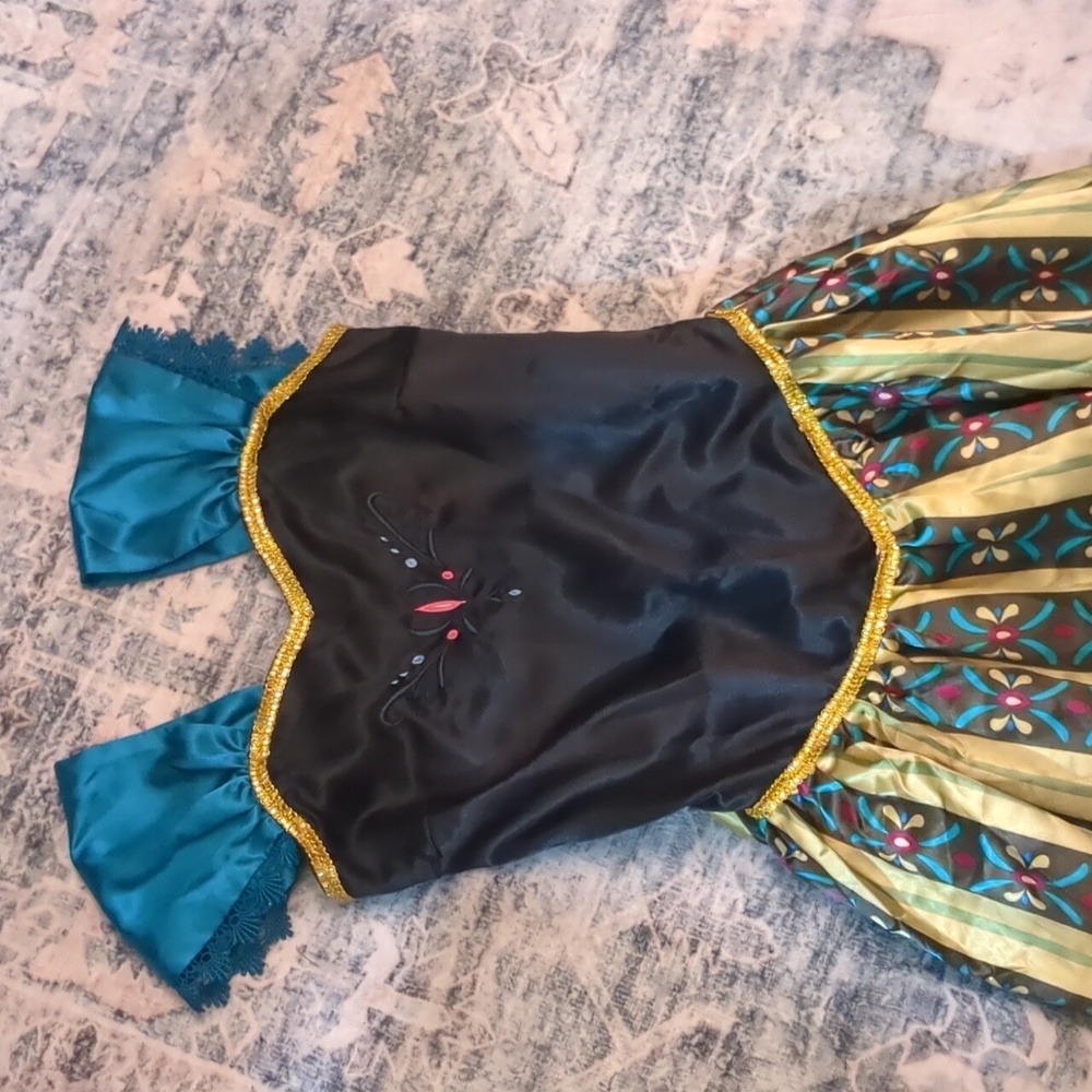 Anna-inspired Women's Black and Teal Costume Dress